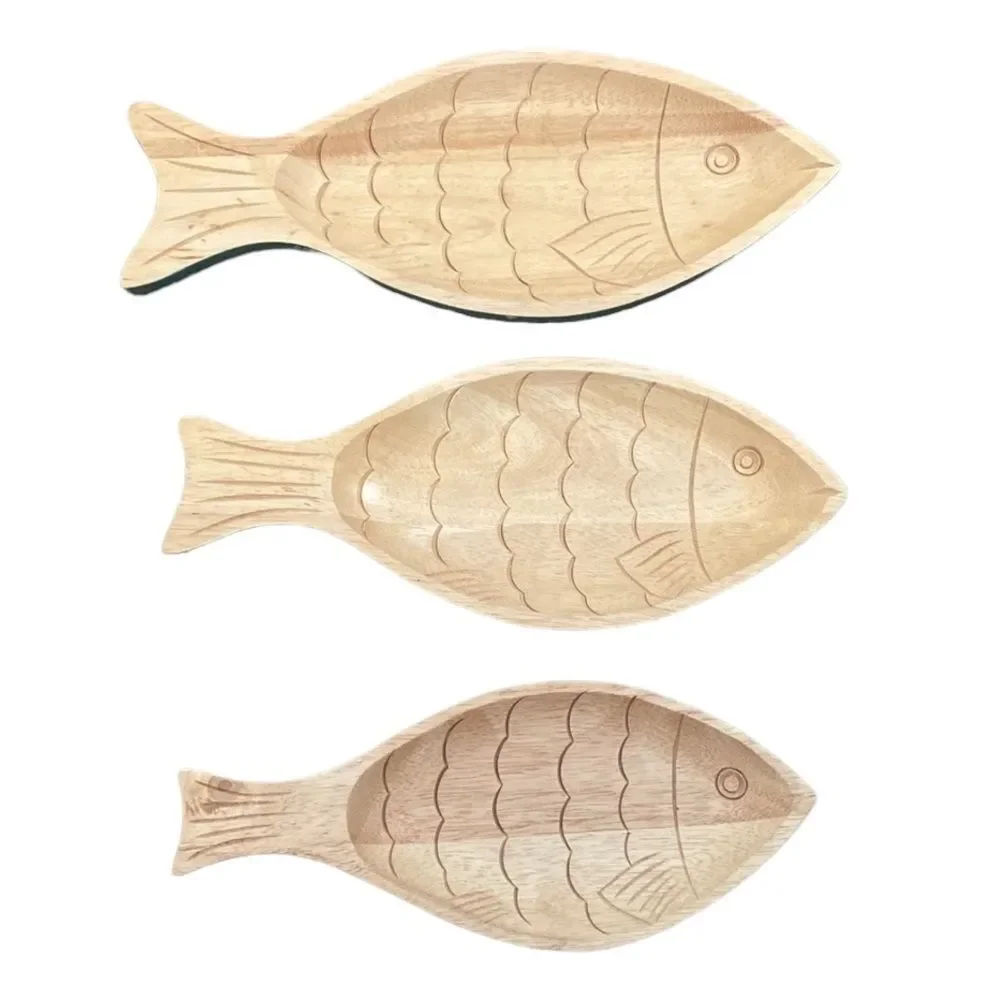 Clay Art Vintage Wooden Fish Serving Platter Set 1998